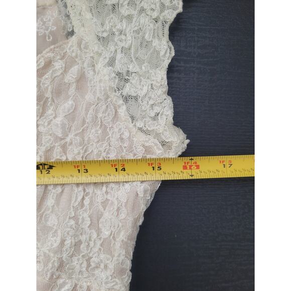 Y2k Boston Proper Babydoll Lace Sweetheart Neck Top Size S Cream Coquette Dainty - Picture 5 of 7